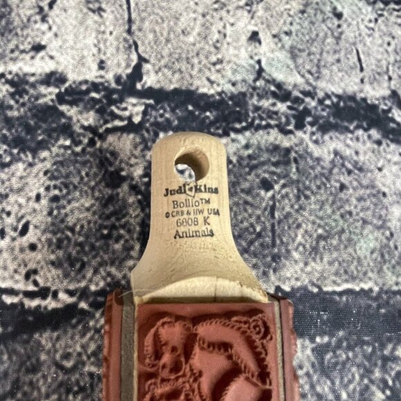 JudiKins Bollio Animals Wood Rubber Stamp Rolling Pin 4 Sided 6808K - Picture 9 of 12